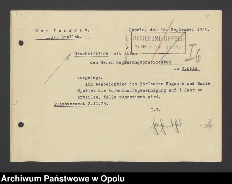 Obraz 11 z jednostki "[Zezwolenie na pobyt - Alfons Sage, ur. 13. 05. 1913 Breslau]"