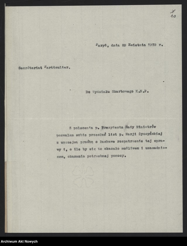 image.from.unit.number "Korespondencja w sprawie biletów na podróże za granicę, uzyskiwania miejsc w kurierze Paryż - Warszawa, paszportów i wiz"
