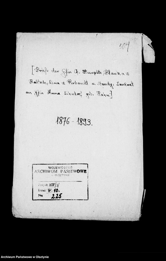 image.from.unit.number "/Gfin Ch. Itzenplitz, Blanka v. Kaltsch, Lina v. Perbandt u. Landrat Staudy an Anna Gfin Lehnd/"