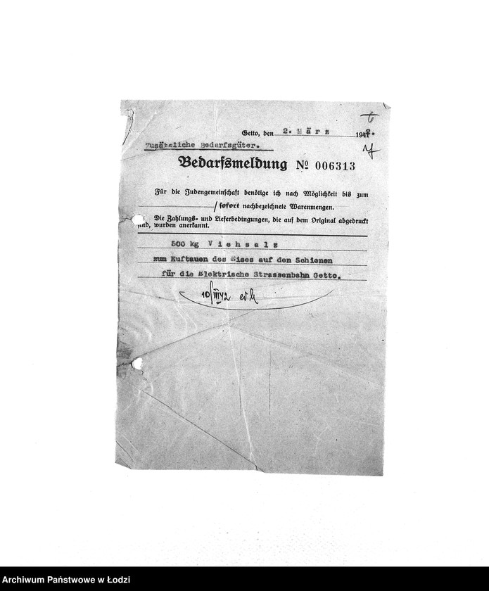 Obraz 10 z jednostki "Bedarfsmeldungen [Skierowane do GV zapotrzebowania na surowce, materiały, narzędzia, maszyny itp. potrzebne resortom pracy do produkcji; zamówienia żywności, lekarstw]"