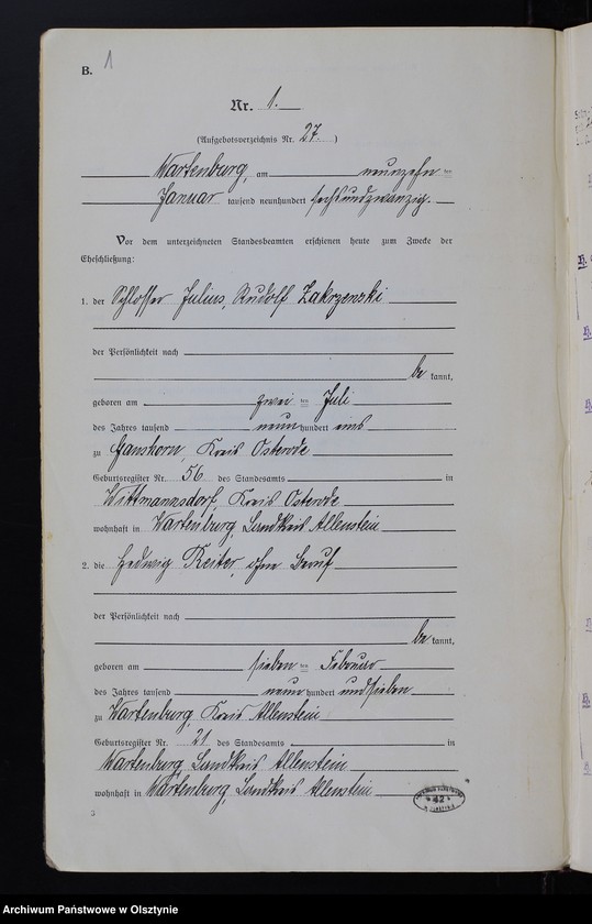 Obraz 3 z jednostki "Heirats-Haupt-Register Nr 1 - 44"