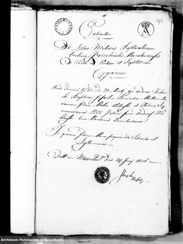 image.from.unit.number "Metryki Zaślubionych Gminy Mirosławskiej z Roku 1816"