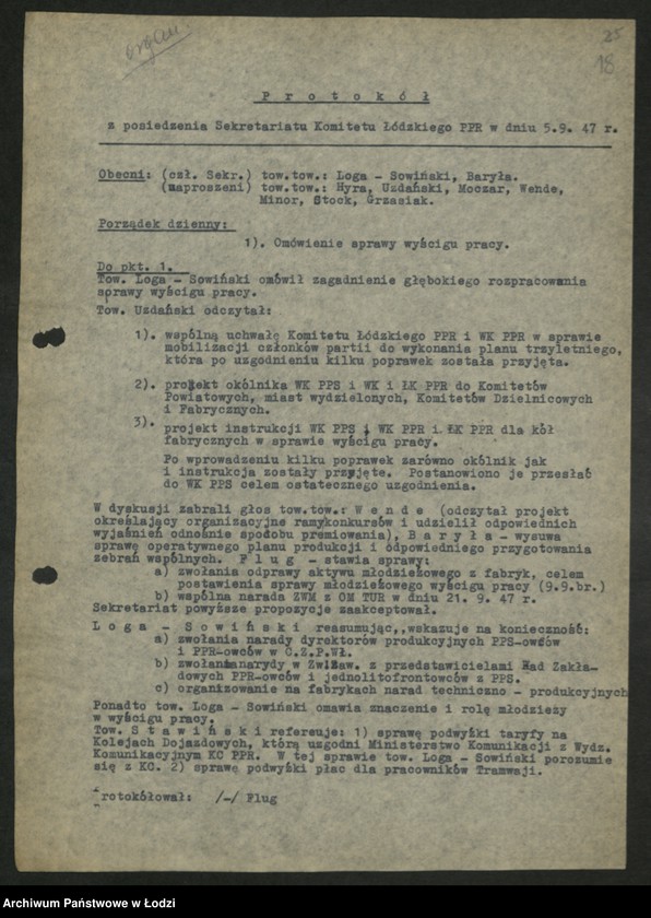 Obraz 19 z jednostki "Protokoły z posiedzeń Sekretariatu KŁ"
