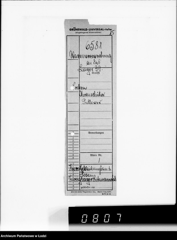 Obraz 19 z jednostki "Heeresbekleidungsamt Posen Warenverwertung an den Juden Ältesten. Textilwaren"