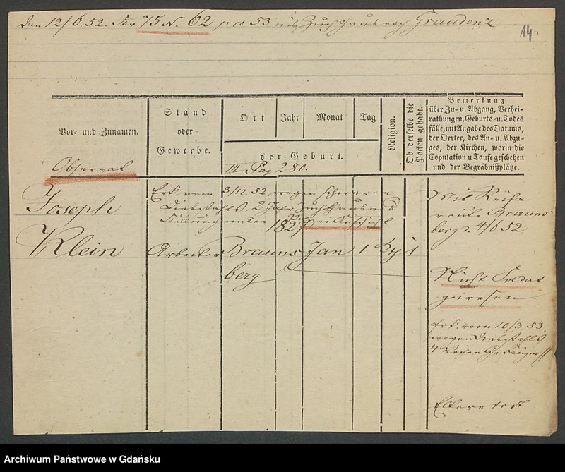 image.from.unit.number "Karty meldunkowe: Klein Johanna - Klein Marie"