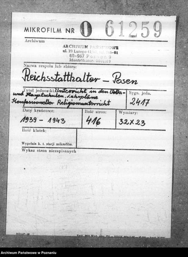 Obraz 2 z jednostki "Unterricht in den Volks- und Hauptschulen. Lehrpläne. Konfessioneller Religionsunterricht"