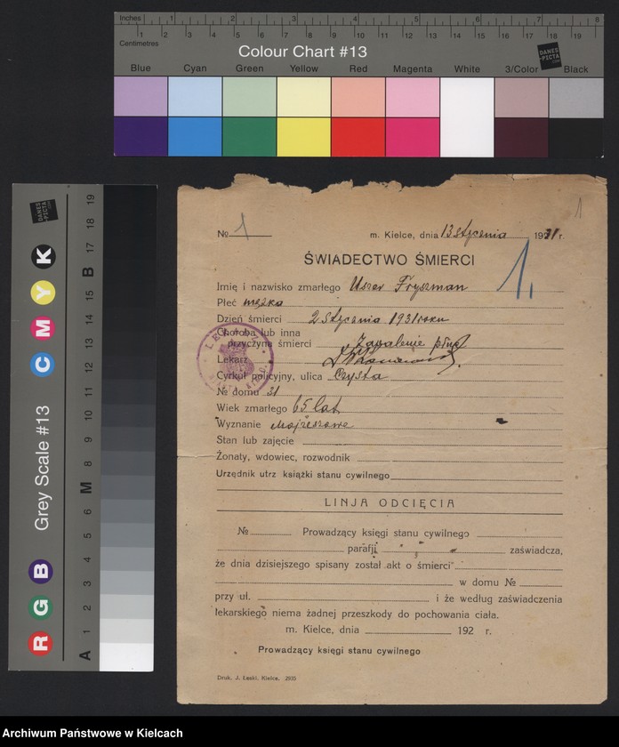 image.from.unit.number "Załączniki do akt zgonu Okręgu Bożniczego Kielce za rok 1931"