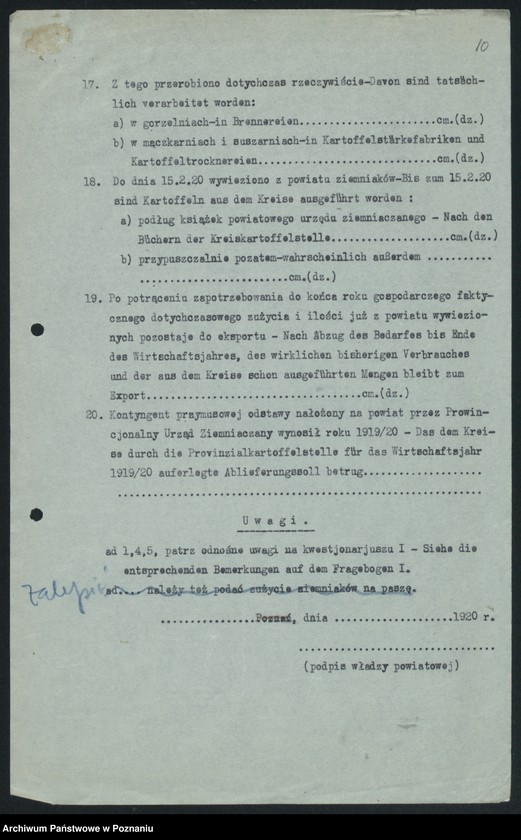 Obraz 12 z jednostki "[Gospodarka zbożowa na Pomorzu w latach 1919-1920. Korespondencja]"