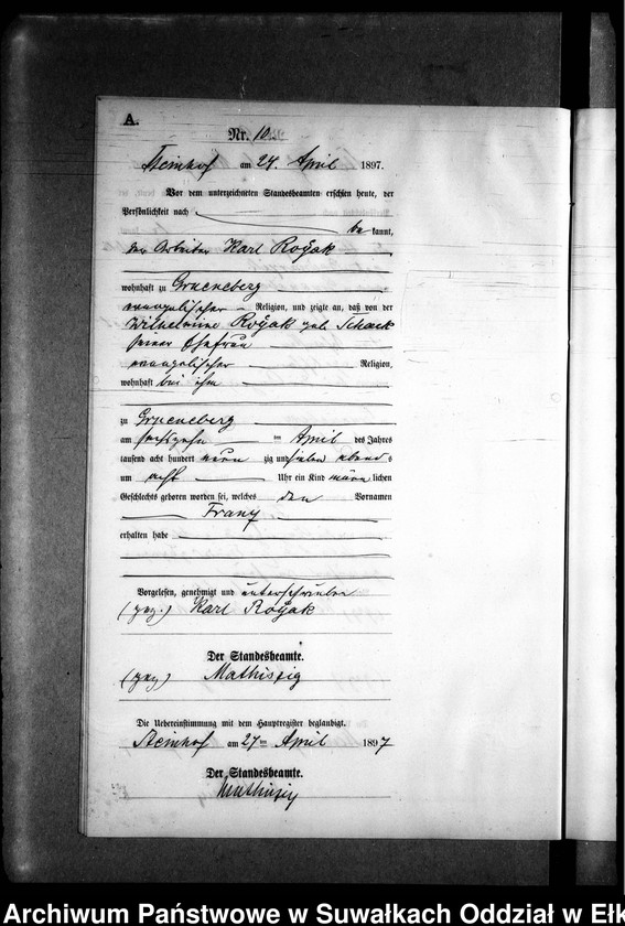 image.from.unit.number "Geburts-Neben-Register des Preussischen Standes-Amtes Gr. Strengeln Kreis Angerburg"