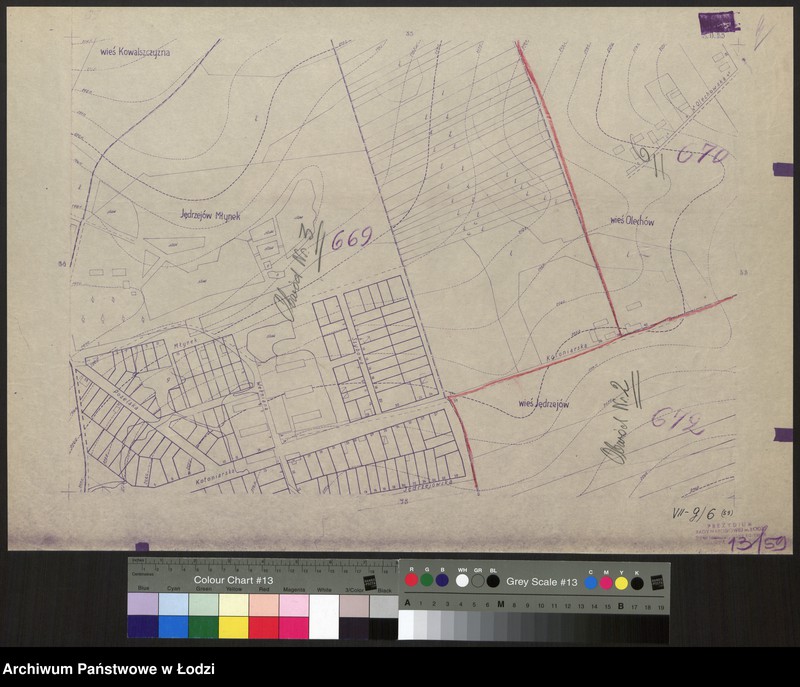 Obraz 1 z jednostki "Plan m. Łodzi 1:2000 z oznaczeniem podziału miasta na Obwody Komitetów Blokowych. Sekcja SO 65"