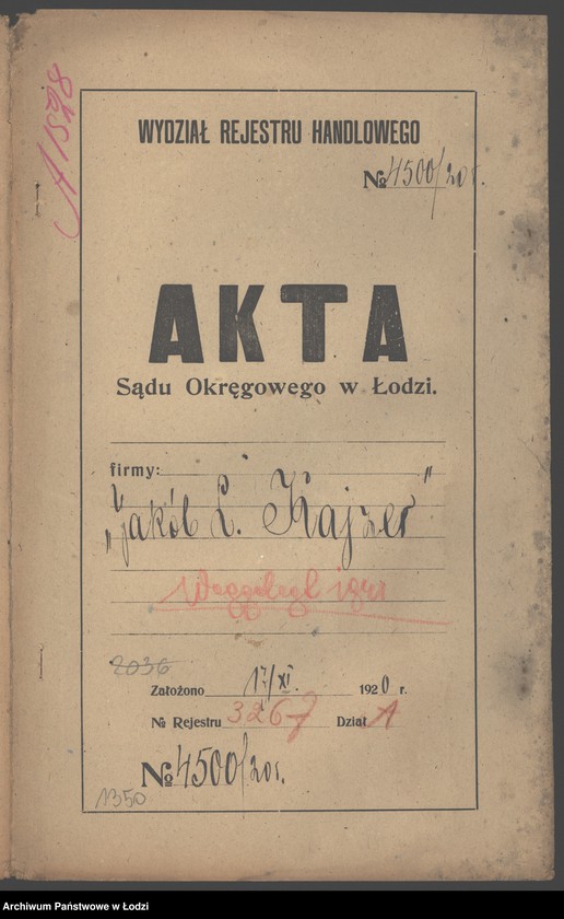 Obraz 2 z jednostki "Jakób L.Kajzer- wyrób towarów manufakturowych"