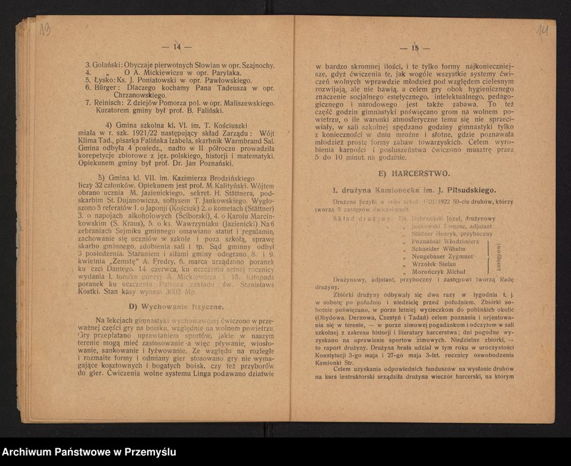 image.from.unit.number "IV Sprawozdanie Dyrekcji Gimnazjum Państwowego im. Kornela Ujejskiego w Kamionce Strumiłowej za rok szkolny 1921/22"