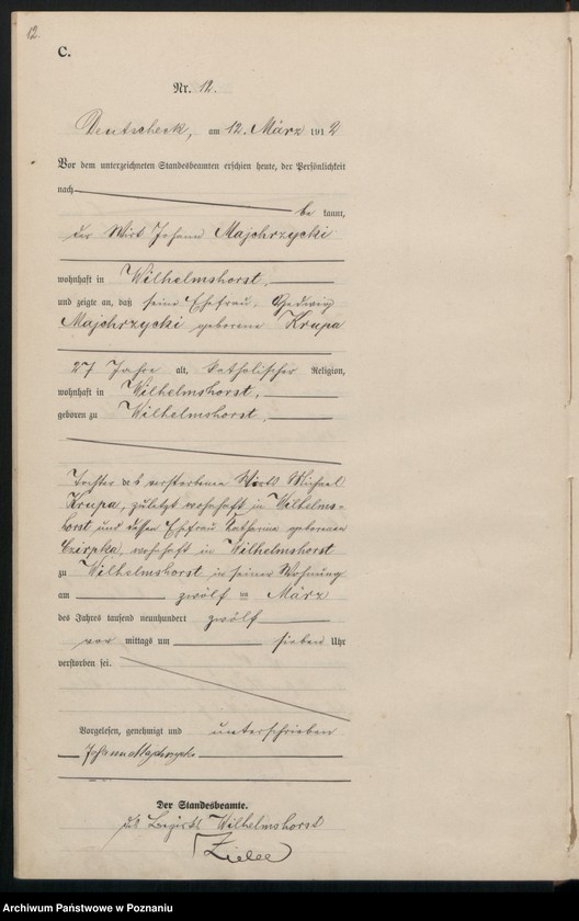Obraz 14 z jednostki "Sterbe-Haupt-Register"