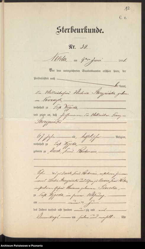 Obraz 14 z jednostki "Die von den Verlobten beigebrachten Urkunden zur Eheschliessung pro 1898"