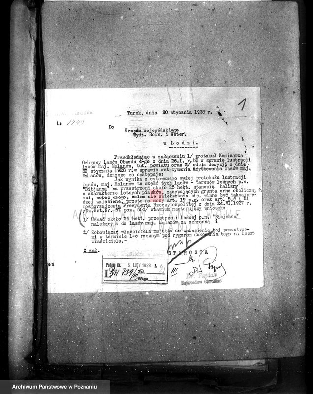 Obraz 5 z jednostki "Uznanie za ochronne powierzchni około 25 ha terenów leśnych pod nazwą,,Bibianna" należących do majątku Malanów powiat turecki"
