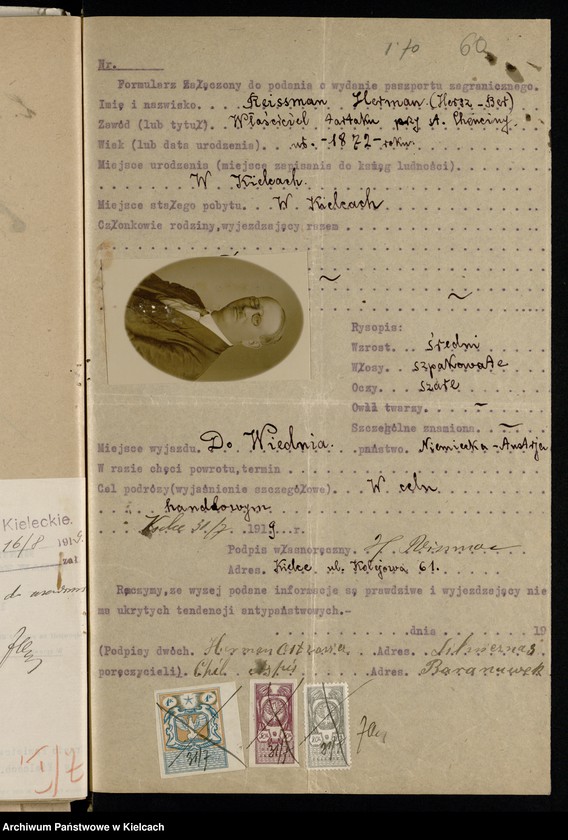 Obraz 8 z kolekcji "Wnioski o paszporty zagraniczne rok 1919111"