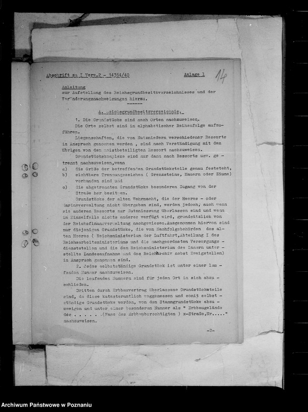 Obraz 19 z jednostki "Deutch- italeinische Vereinbarung für die abwandernden Deutschen aus Tirol. Verwendung von Haushaltsmitteln. Fürsorge für versetzte Angestellten. Reichsgrundbesitzvverzeichnis."