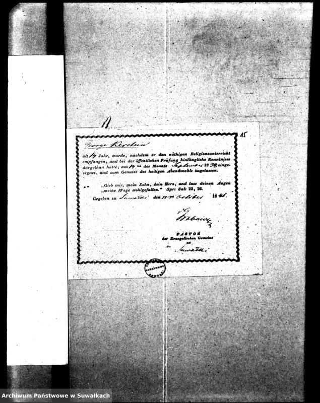 image.from.unit.number "Dowody do Aktów Małżeństw Parafii Ewangelickiej Wiżajńskiej za rok 1845"