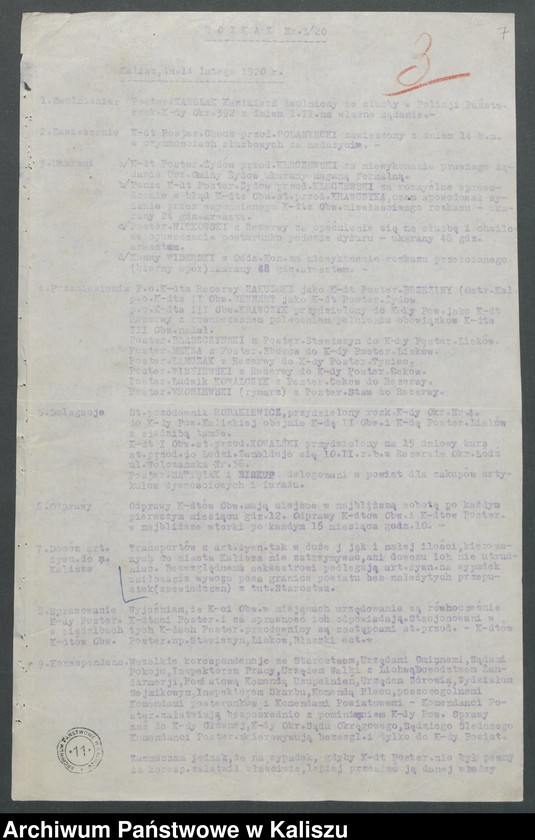 Obraz 11 z jednostki "[Rozkazy wewnętrzne Komendy Powiatowej Policji Państwowej w Kaliszu]"