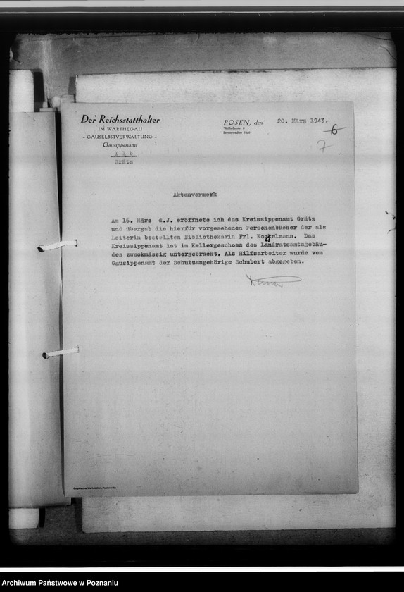 Obraz 11 z jednostki "[Korespondencja w sprawach organizacyjnych, sprawozdanie z działalności], Kreissippenamt Grätz [Grodzisk, powiat nowotomyski]"