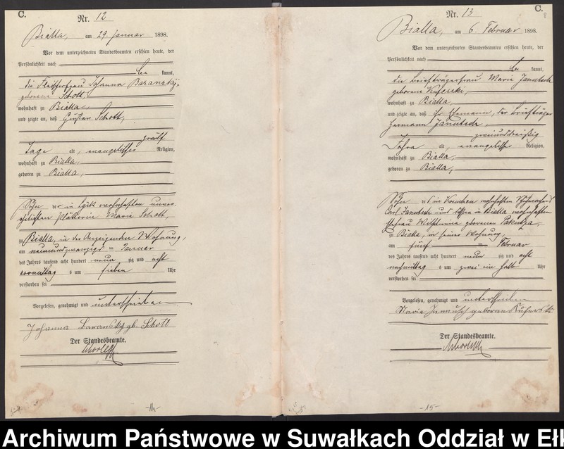image.from.unit.number "Sterbe-Haupt-Register des Königlichen Preussischen Standes-Amtes Bialla Kreis Johannisburg"
