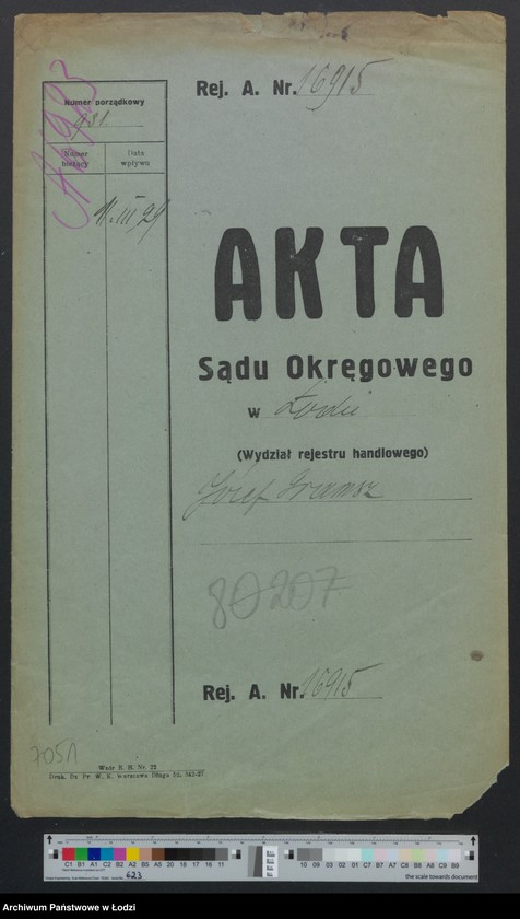 Obraz 2 z jednostki "Józef Gramsz- handel trzepaczkami i tkackimi odpadkami wełny i bawełny"