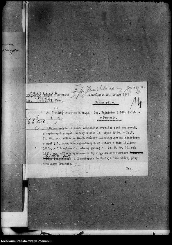 image.from.unit.number "Sprawy agrarnej reformy Urząd Osadniczy Komisja dla Osadnictwa"