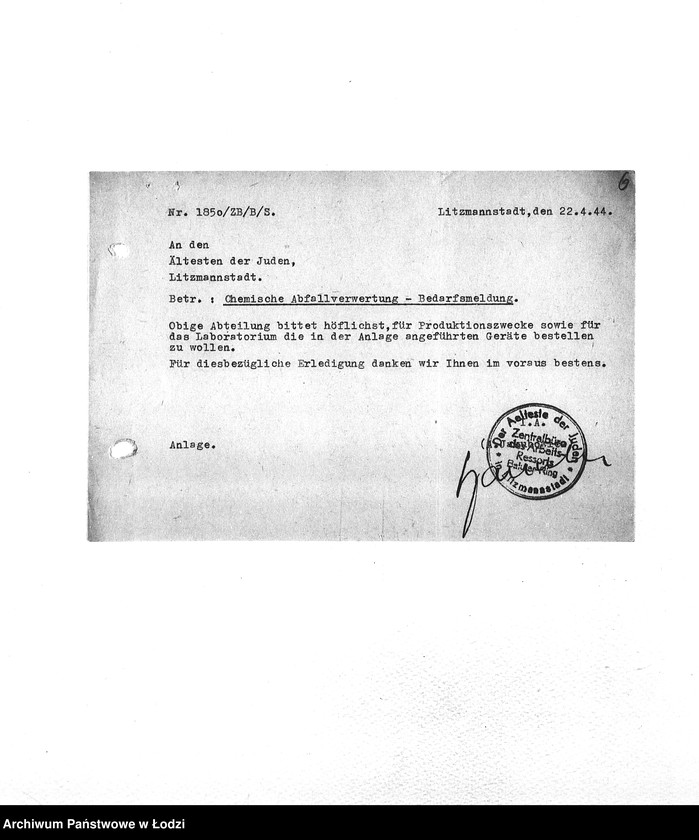 Obraz 9 z jednostki "Bedarfsmeldungen [Skierowane do GV zapotrzebowania na surowce, materiały, narzędzia, maszyny itp. potrzebne resortom pracy do produkcji; zamówienia żywności, lekarstw]"