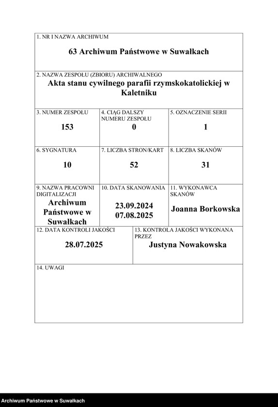 image.from.unit.number "Akta Urodzenia Stanu Cywilnego od Pierwszego Stycznia Roku 1812, do Ostatniego Grudnia tegoż Roku Gminy Kaletnickiey"