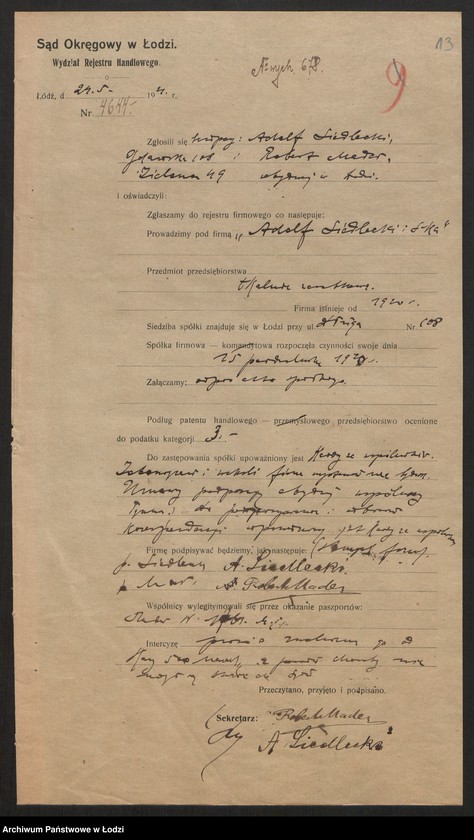 Obraz 15 z jednostki "Adolf Siedlecki, Robert Mader - Adolf Siedlecki i S-ka- prowadzenie tkalni zarobkowej"