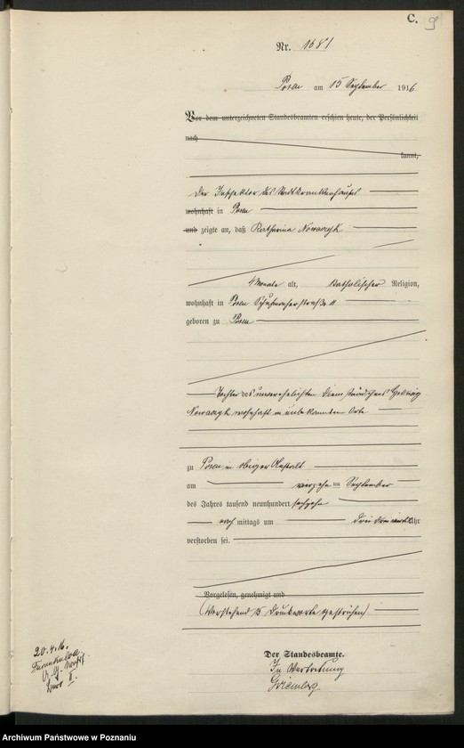 Obraz 11 z jednostki "Księga miejscowa zgonów tom IV [Rejestr główny zgonów]"