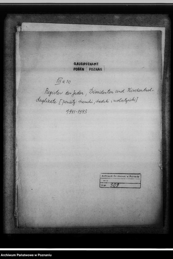 Obraz 4 z jednostki "Register der Juden, Dissidenten und Kirchenbuchduplikate [powiaty: śremski, średzki i wolsztyński]"