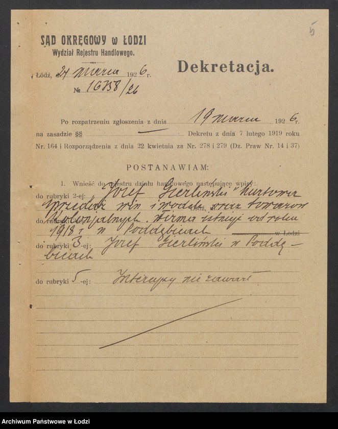 Obraz 7 z jednostki "Józef Gierliński – hurtowa sprzedaż win i wódek oraz towarów kolonialnych"