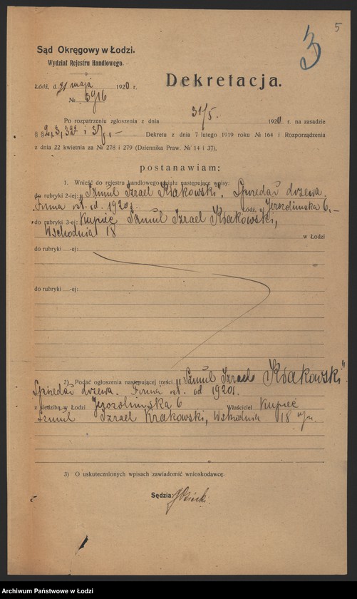 Obraz 7 z jednostki "Izrael Szmul Krakowski – sprzedaż drzewa"