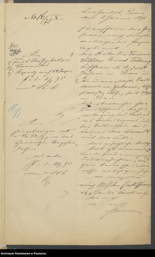 Obraz 7 z jednostki "Die von den Verlobten beigebrachten Urkunden zur Eheschliessung pro 1875"