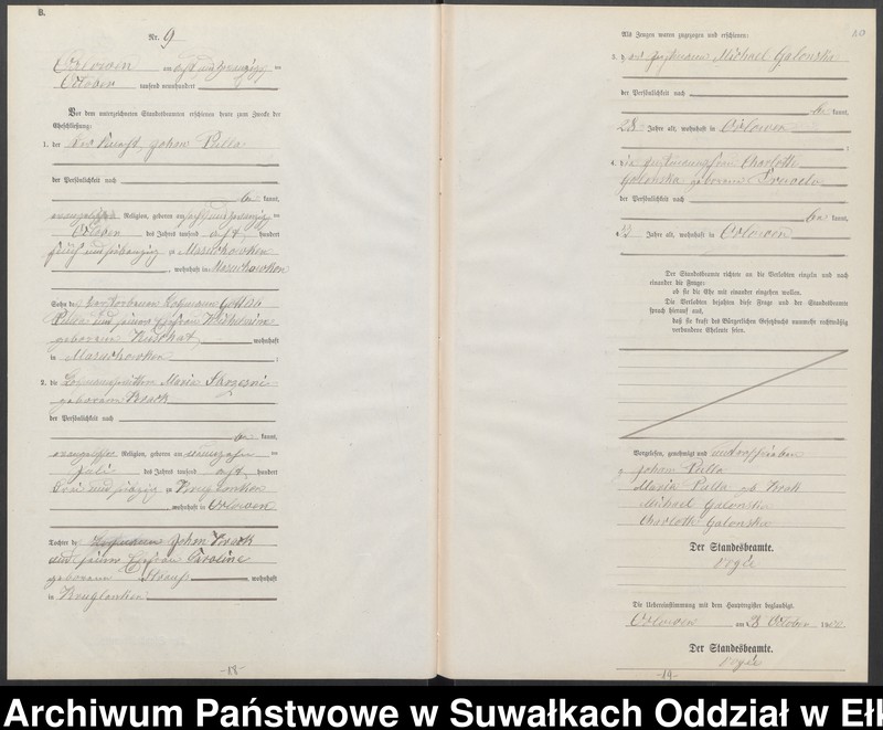 image.from.unit.number "Heiraths-Neben-Register des Preussischen Standes-Amtes Orlowen Kreis Loetzen"