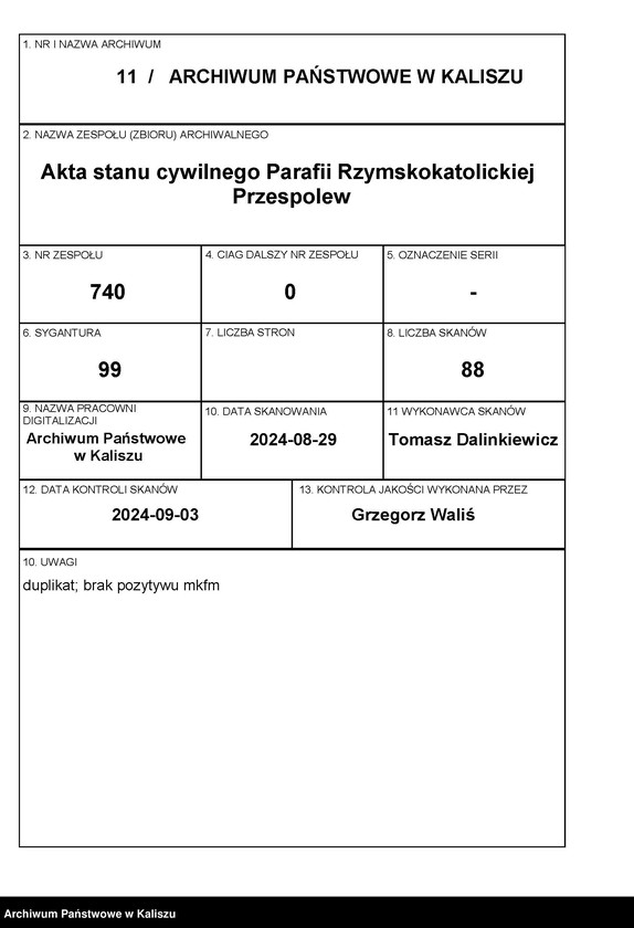 Obraz 1 z jednostki "Księga akt urodzenia, małżeństwa, zgonu (duplikat)"