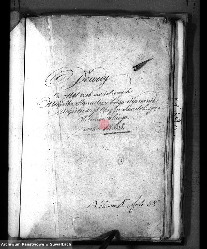 image.from.unit.number "Dowody do Akt Osób Zaślubionych Urzędnika Stanu Cywilnego Wyznania Mojżeszowego Okręgu Suwalskiego z roku 1835"