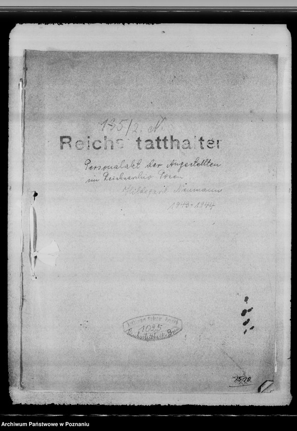 Obraz 4 z jednostki "Personalakten der Angestellten im Reichsarchiv - Posen, Hildegard Neumann"
