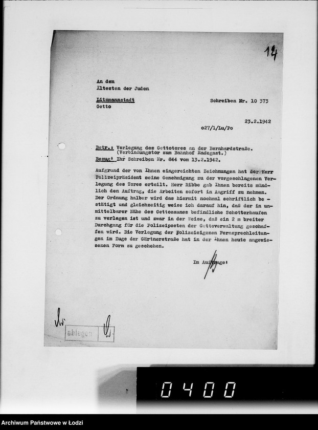 Obraz 18 z jednostki "Instandsetzung des Gettozaunes"