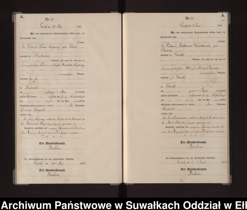 image.from.unit.number "Geburts-Neben-Register des Königlichen Preussischen Standes-Amtes Gneist Kreis Loetzen"