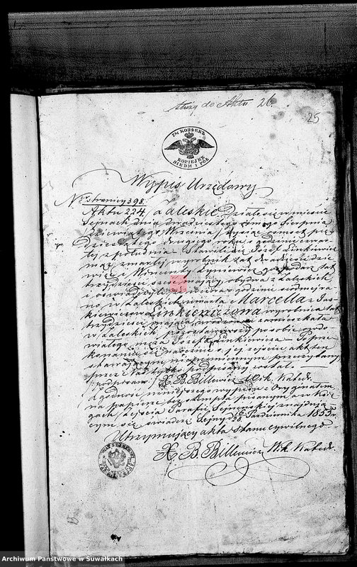image.from.unit.number "Dowody służące do Akt Ślubnych Parafii Berzniki z roku 1855"