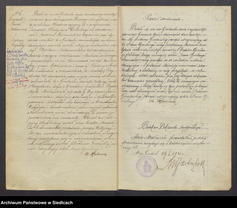 image.from.unit.number "Unikat aktów stanu cywilnego zaślubionych Parafii Grodzisk od 1919 roku do 1937 roku"