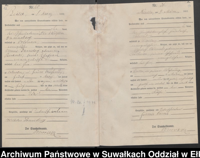 image.from.unit.number "[Geburts-Haupt-Register des Königlichen Preussischen Standes-Amtes Bialla Kreis Johannisburg]"