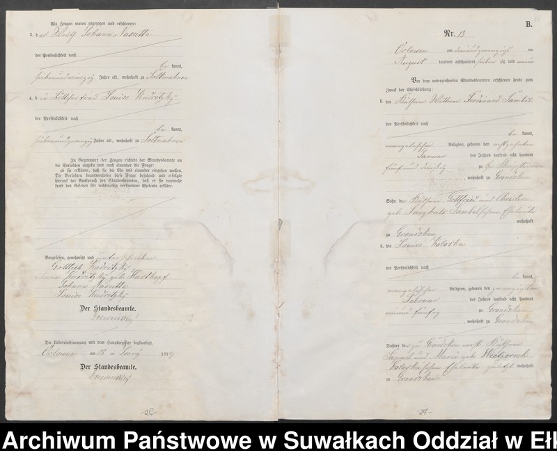 image.from.unit.number "Heiraths-Neben-Register des Preussischen Standes-Amtes Orlowen Kreis Loetzen"