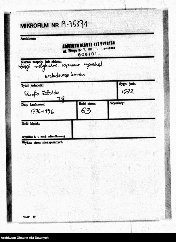 image.from.unit.number "Parafia: Żelechów. Dekanat: Gliniany. Księga metrykalna zgonów dla miejscowości: Żelechów Wielki 1776-1796, Duszny Kąt i Żelechów Mały 1776-1796, Horpin* 1776-1795, Milatyn Nowy** 1776-1788, Milatyn Stary** 1777-1787, Nowosiółki** 1776-1787, Nahorce* 1776-1794, Lipsko** 1777-1794, Streptów 1777-1795, Niesłuchów 1776-1795, Banunin 1779-1795, Wyrów* 1777-1791, Sokołów 1778-1787, Hubienie (Ubinie)*** 1781-1784."