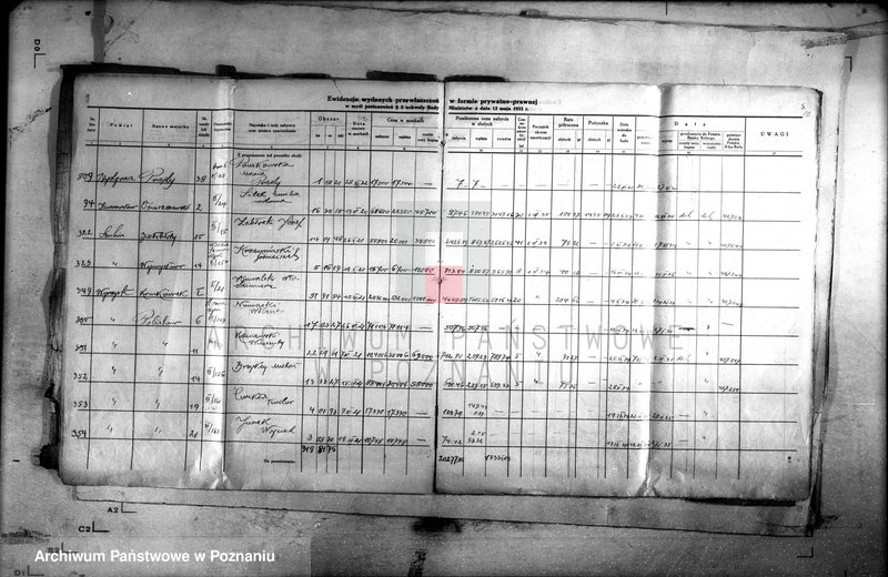 Obraz 10 z jednostki "Ewidencja udzielonych przywłaszczeń obiektów sprzedanych na zasadzie umów markowych /poz. 3 Uchwały Rady Ministrów z dnia 12.V.1933 r./"