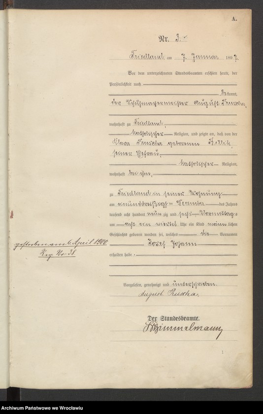 image.from.unit.number "Księga urodzeń USC Mieroszów (Friedland) 1897"