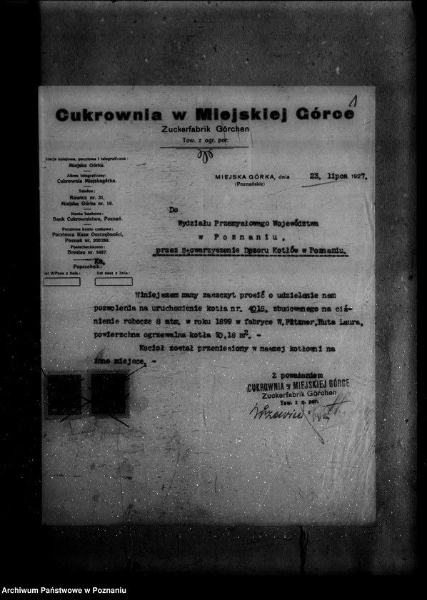 Obraz 5 z jednostki "Cukrownia w Miejskiej Górce nr woj. kotła 2644"