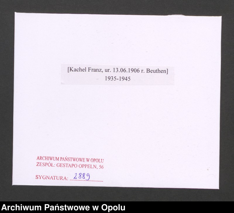 Obraz 2 z jednostki "[Kachel Franz, ur. 13.06.1906 r. Beuthen]"